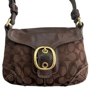 Coach 11441 Bleecker Soho Bag Vintage Brown Signature Canvas Flap Shoulder Purse